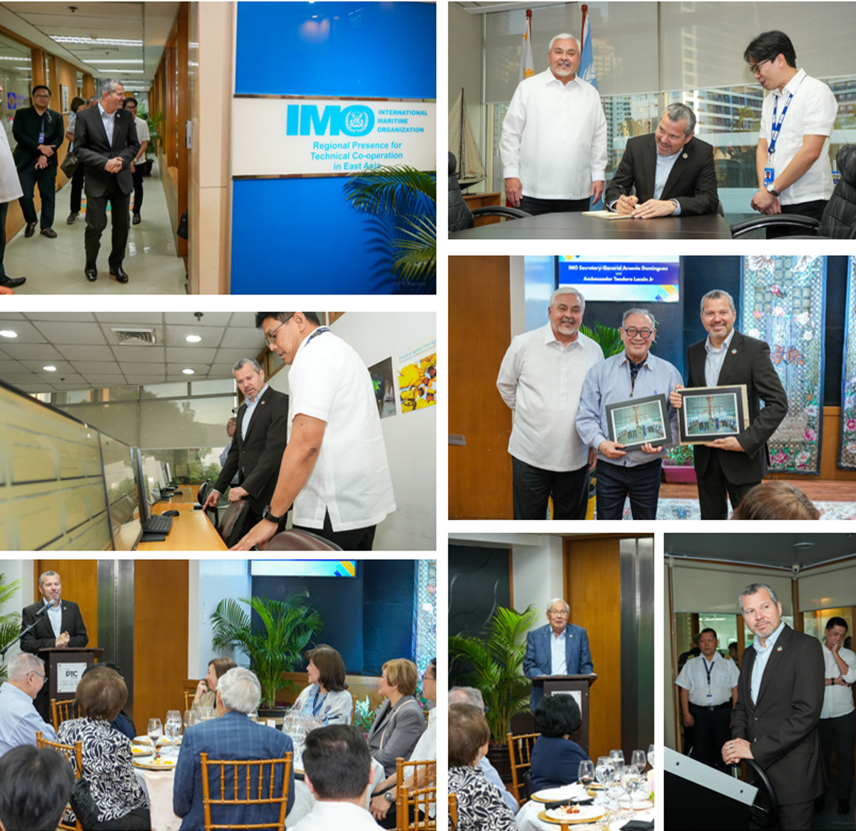 PTC hosts IMO Secretary-General-03 | PTC Group of officials touring an IMO office corridor near a blue sign reading International Maritime Organization (IMO).