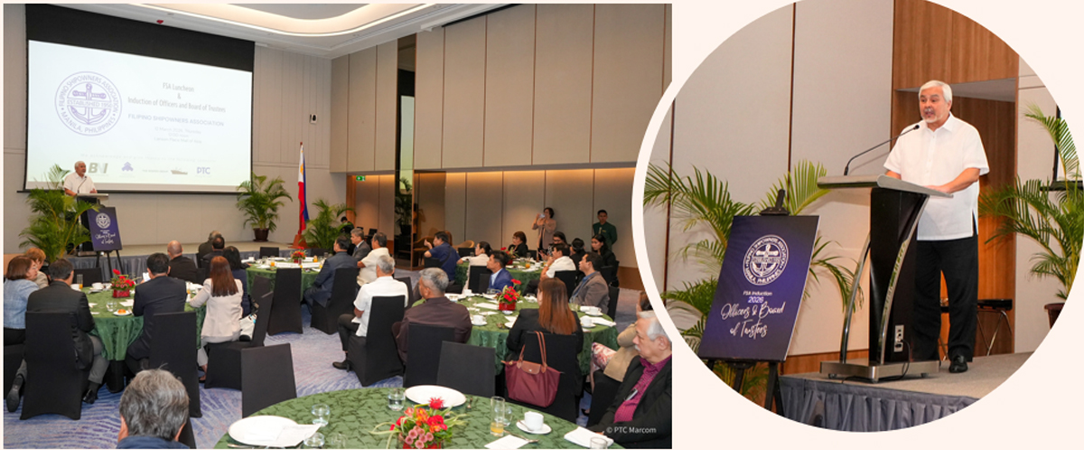 PTC reinforces industry-4 | PTC Conference room with attendees seated at round tables, a speaker presents at a podium on a large screen backdrop and a Philippine flag nearby.