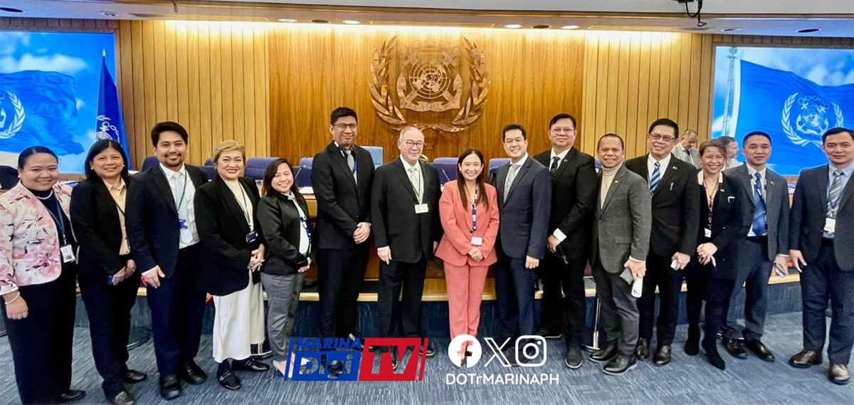 Philippines secures key leadership | PTC Group of professionals posing in a conference room with a UN emblem on the wall and media logos at the bottom of the image.
