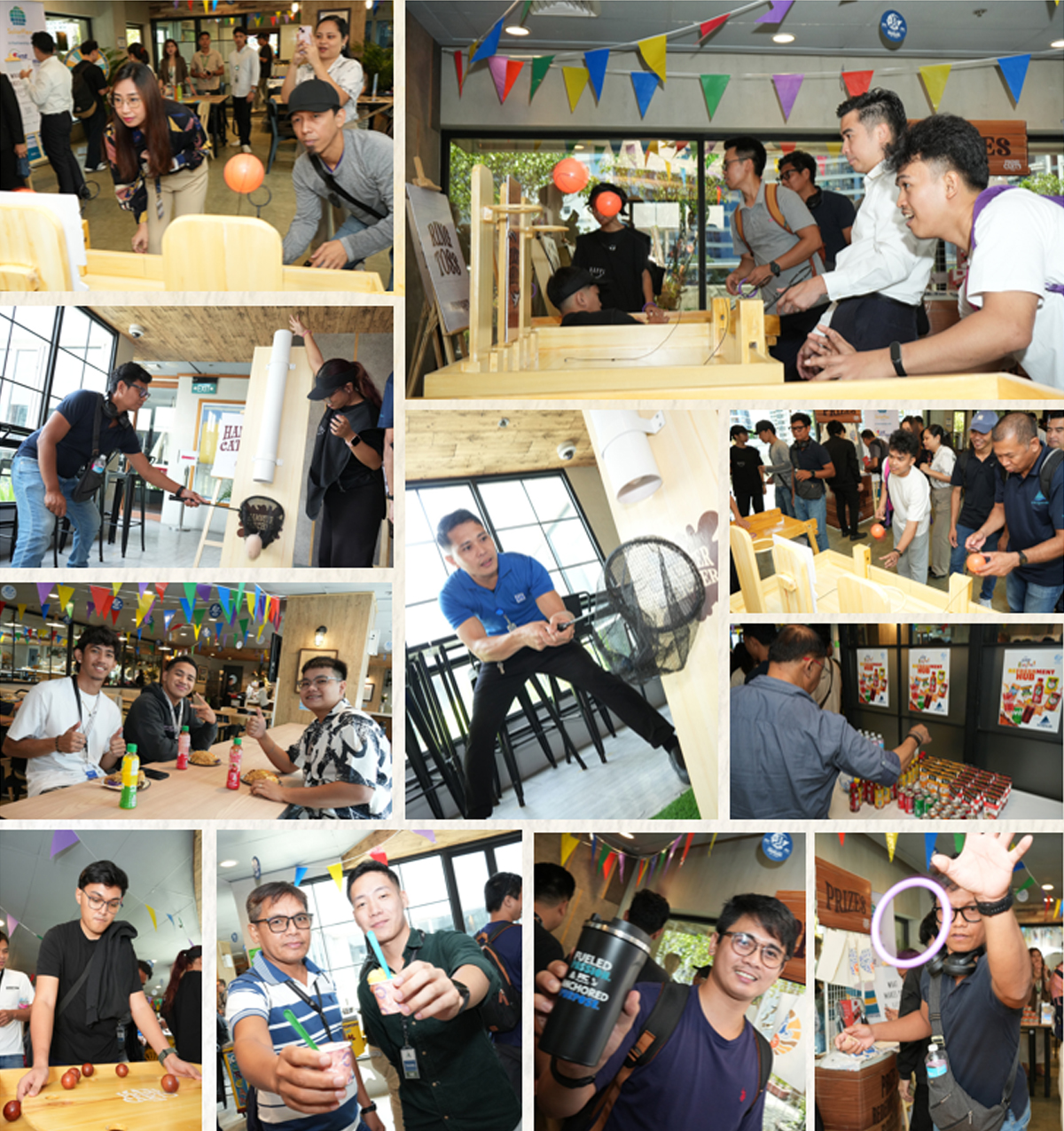 PTC marks Day of the Seafarer 2026-4 | PTC People participating in a lively indoor game fair with various activity booths and colorful bunting.