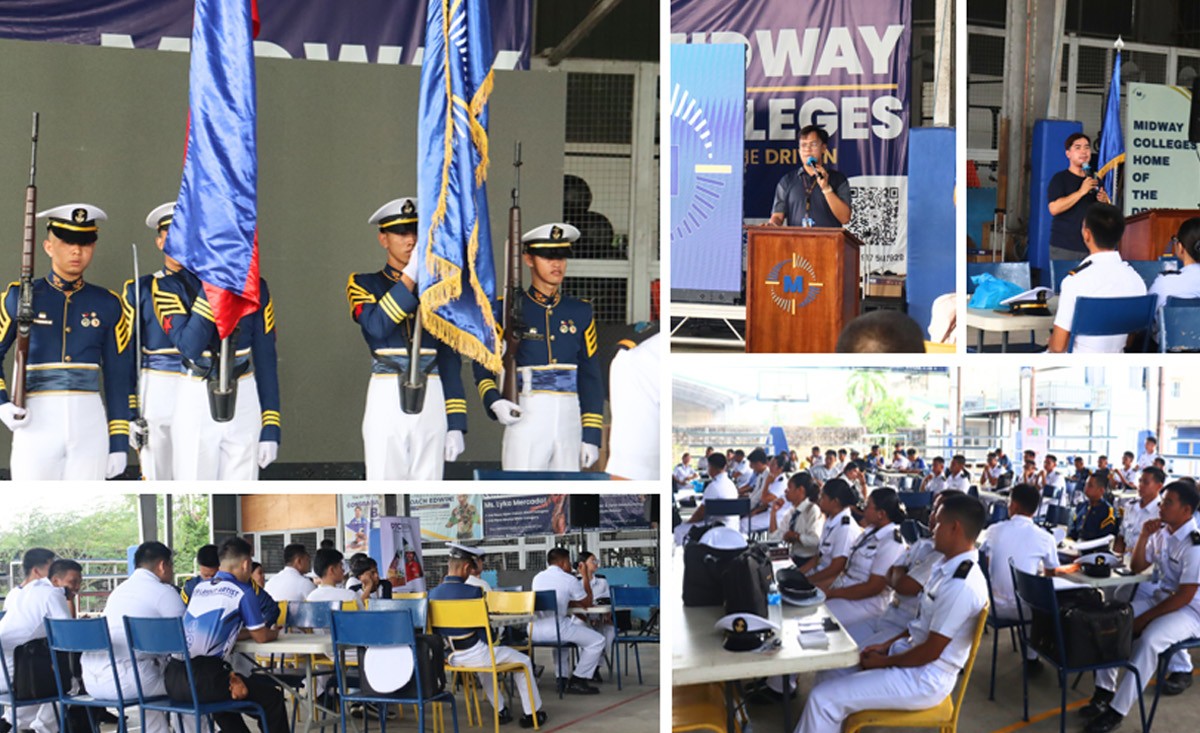 PTC RISE Program 03 | PTC Cadets in ceremonial dress uniform holding flags during a college event.