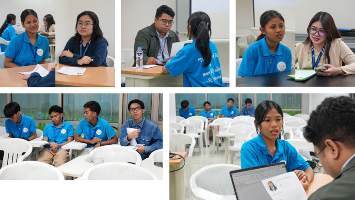 PTC welcomes PIC participants 04 | PTC Collage of students in blue shirts participating in classroom activities and group discussions in a bright setting.